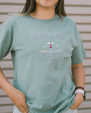 Outer Banks Unisex Vintage Embroidered Wash Tee - DEEP-END