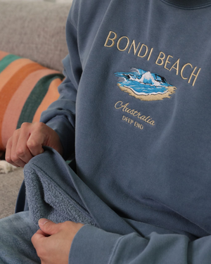 Bondi Beach Vintage Crew Neck Embroidered Sweatshirt
