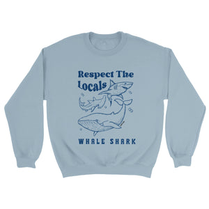 Whale Shark Sweatshirt, Respect Locals, Unisex Crewneck, Ocean Lover Gift, Marine Wildlife, Soft Comfortable, Trendy Vintage Style