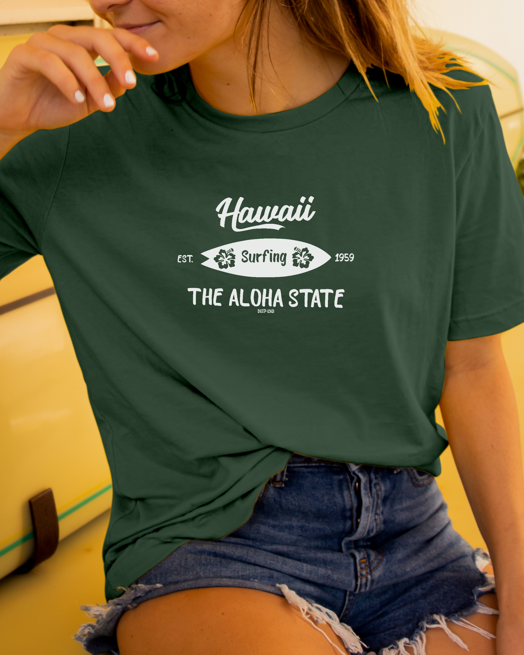 Hawaii Surfing The Aloha State Classic Unisex Crewneck T-shirt