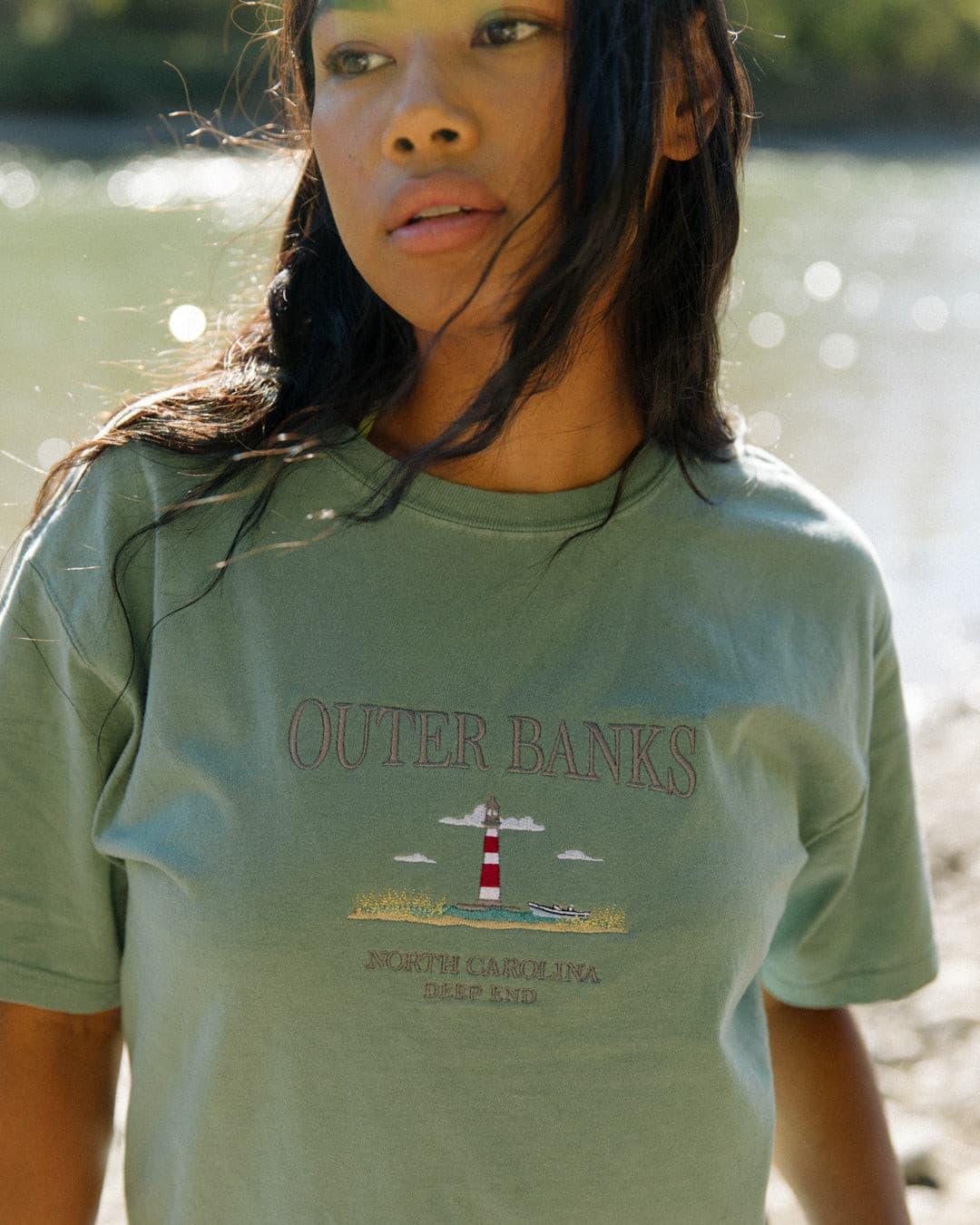 Outer Banks Unisex Vintage Embroidered Wash Tee - DEEP-END