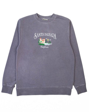 Santa Barbara Vintage Wash Unisex Embroidered Sweatshirt - DEEP-END
