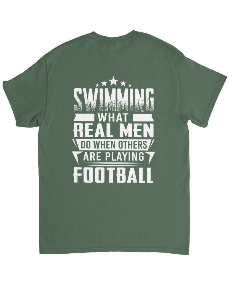 Swimming: What Real Men Do When Others Are Playing Football Unisex Vintage T-shirt - DEEP-END